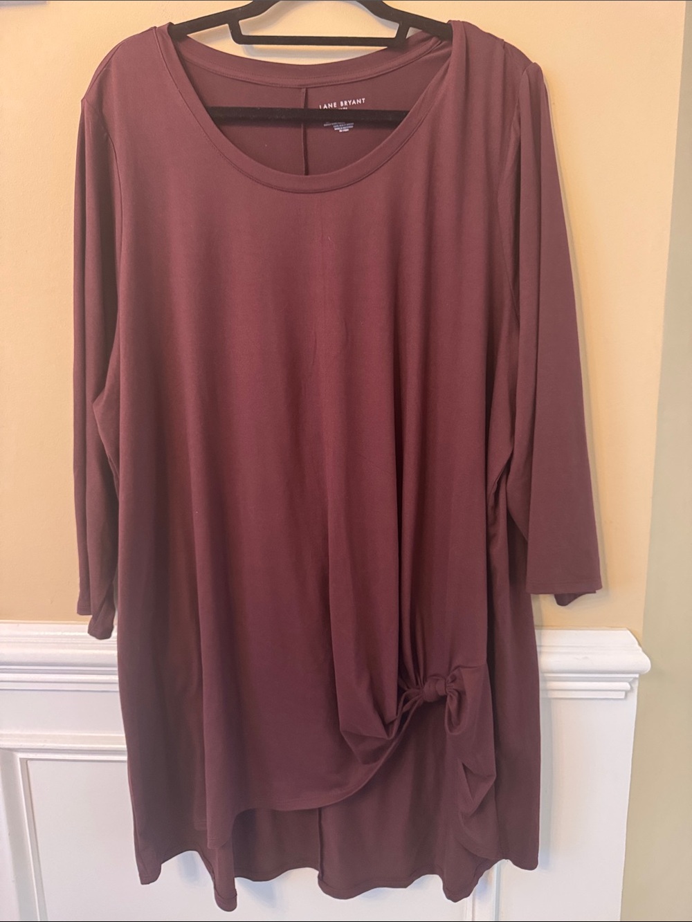 Lane Bryant Plum Tie-Detail Long Sleeve Tunic